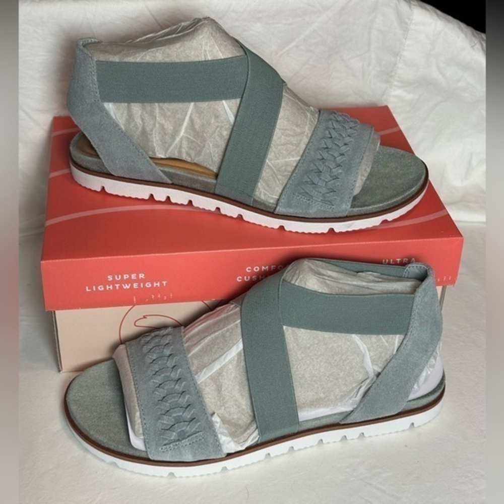 NWT NIB New Easy Spirit Earla sandals shoes size 8 light blue suede cross sport